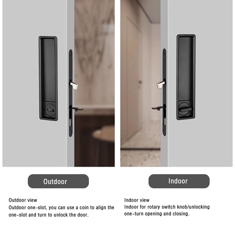 AcxdJnye Pocket Door Lock Hardware with Pull,Invisible Sliding Door Lock