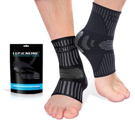 Lusenone Professional Ankle Support Brace 2 Pack, Breathable Plantar Fasciitis Socks, Anti-Slip Ankle Compression Sleeve Socks for Joint Pain, Ligament Damage, Sprained Ankle, Achilles Tendonitis, Sports
