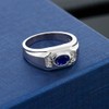 Gem Stone King Men's 925 Sterling Silver Blue Sapphire and