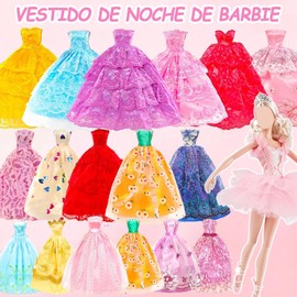 UIOERGF Paquete de 52 Ropa y Accesorios, Adapta Muñecas de 11,5",con 6 Vestidos de Moda 3 Vestidos Entrecerrados, 3 Conjuntos, 5 Vestidos de Verano y 10 Tacones Altos, 10 Perchas, 12 Accesorios