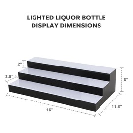 GCCSJ LED Lighted Liquor Bottle Display, RF Remote LED Liquor Shelves with 16 Static Colors,Home Bar Liquor Bottle Accessories Acrylic Shelf, 3 Tiers 16 Inch