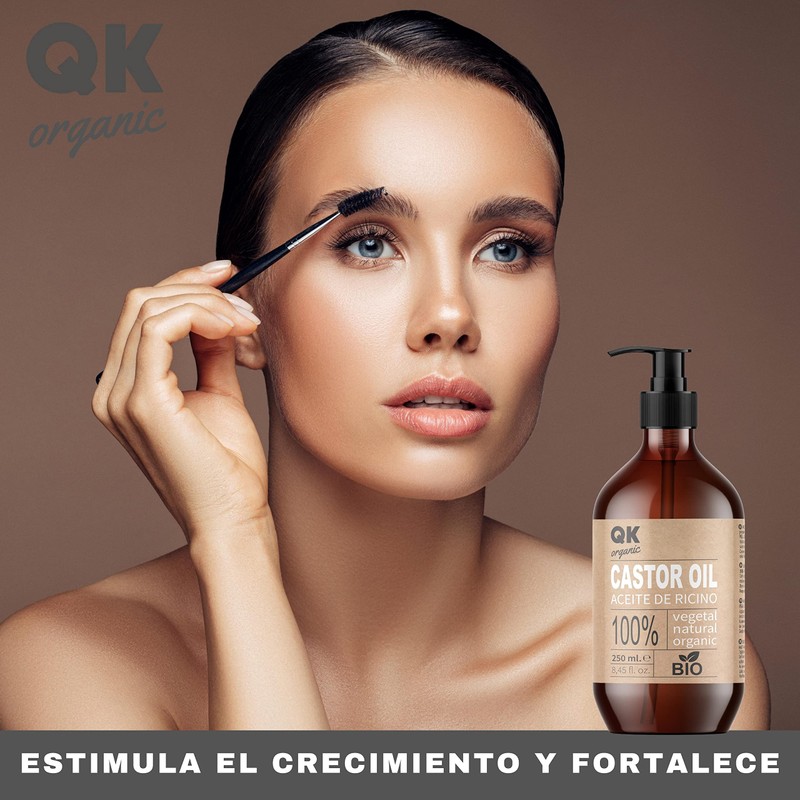Organic Castor Oil 250 ml - for Hair, Skin, Eyelashes,