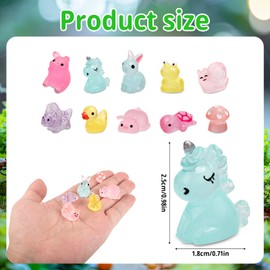 100pcs Mini Resin Animals, Tiny Small Miniature Animals Bulk Figures to Hide Glow in the Dark Luminous Garden Accessories Landscape for Moss Patio Home Dollhouse Decoration Crafts