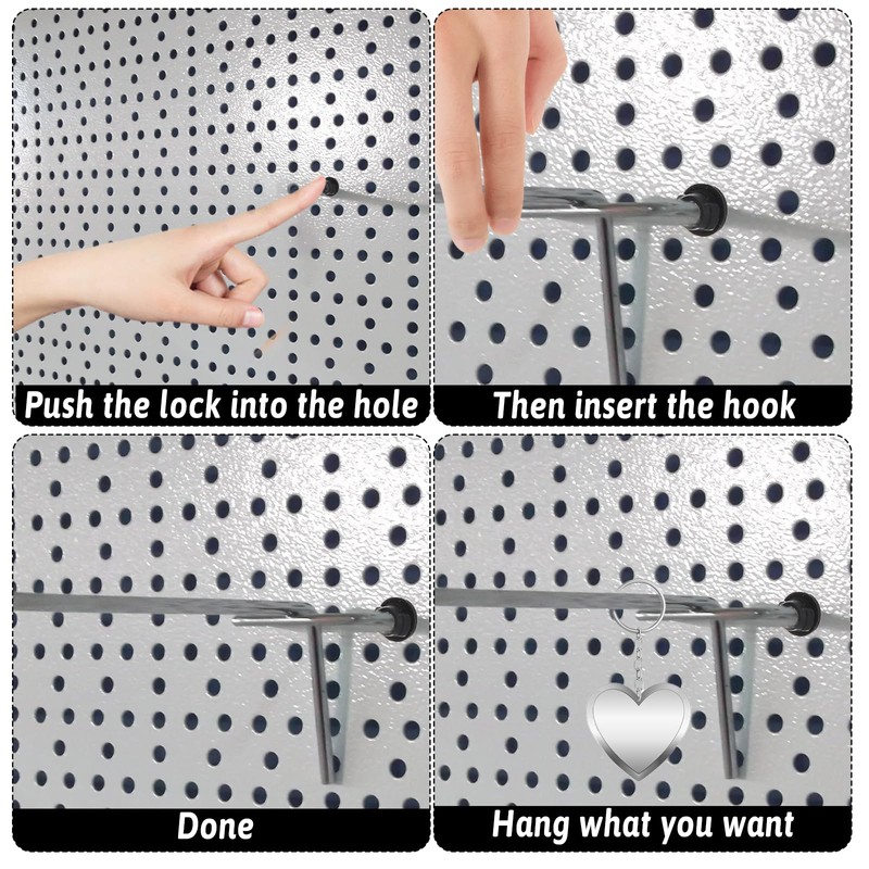 Pegboard Hook Locks, 120PCS Black Pegboard Locks for Stopping Hooks