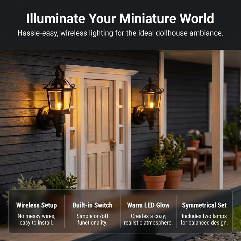 NUOBESTY Dollhouse Wall Lights Battery Operated 1:12 Scale Miniature Led