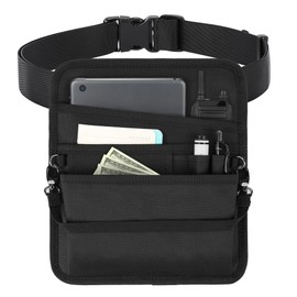 Likesing Server Apron Waist Pouch, Black Waitress Apron with Pockets, 5-in-1 Serving Aprons for Waitresses with Adjustable Belt, Utility Tool Belt for Women Men for Restaurant Hotel Bar