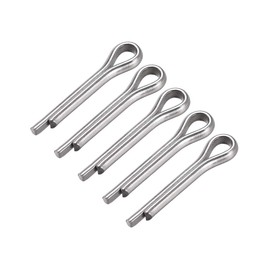 sourcing map Split Cotter Pin - 3.5mm x 20mm 304 Stainless Steel 2-Prongs Silver Tone Fastener Clip Key 5Pcs