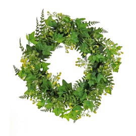 National Tree Company 24 inch Artificial Spring Wreath with Ivy, Fern Leaves, Seed Pods, and Flowing Green Stems, Realistic Decoration for Front Door or Indoor Décor