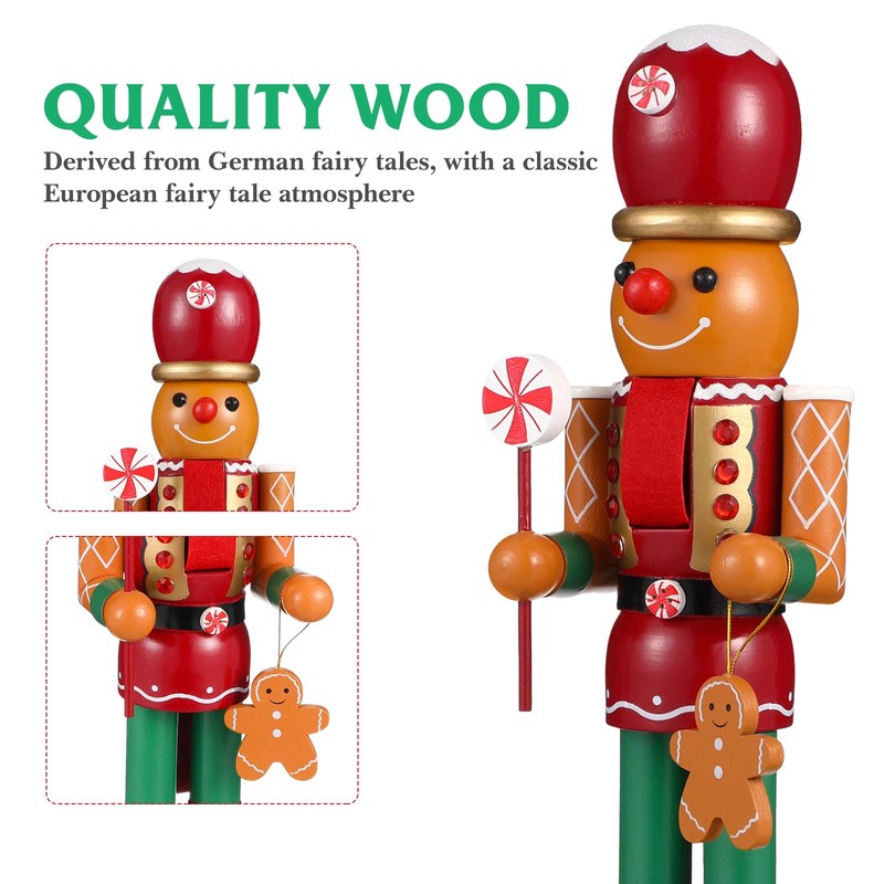 CLISPEED Christmas Wooden Nutcracker Doll Decor: Gingerbread Man Adorn Nutcracker