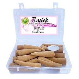 Raslok 100% Natural & Pure Incense Cones | Home Made | Home Dipped Best Scents Cones (Rose, Pack of 20)