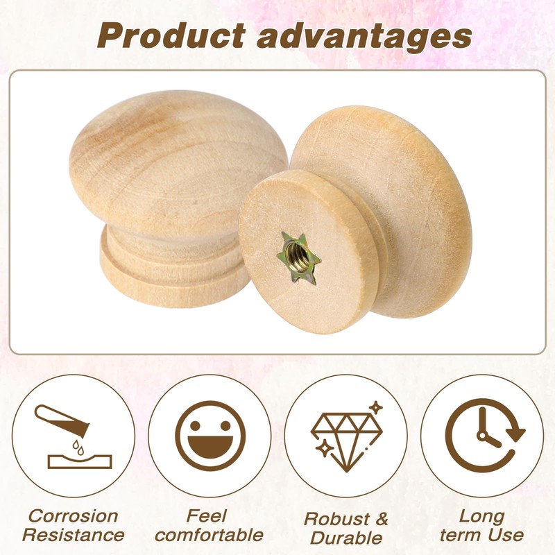Mozeat Lens 20 Pcs 1.1 Inch Round Wood Cabinet Knobs