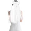Bridal Bow Veil with Clip, White Short Tulle Wedding Hair