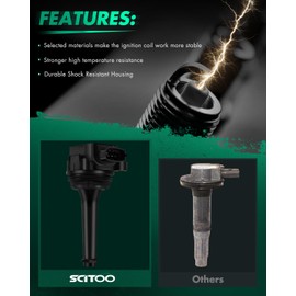 SCITOO 5 ignition coils with 5 iridium Spark Plugs Volvo 1999 2000 2001 2002 2003 2004 C70 2001 2002 2003 2004 2005 S60 UF341 9125601 30713416 5C1320