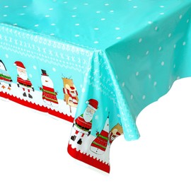 POPOYU Christmas Party Tablecloth,120 * 180cm Large Plastic Xmas Table Cover for Christmas Party,Rectangle Table Cloths Santa Xmas Tablecloth for Winter Holiday Xmas Party Table Decoration Supplies