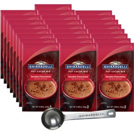 Ghirardelli Double Chocolate Hot Cocoa Mix, 0.85 oz Packets (Pack of 25) with Cocoa Scoop