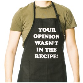 Funny Guy Mugs Your Opinion Wasn't In The Recipe Adjustable Apron with Pockets - Funny Apron for Men and Women - Perfect For Kitchen BBQ Grilling Barbecue Cooking Baking Crafting Gardening