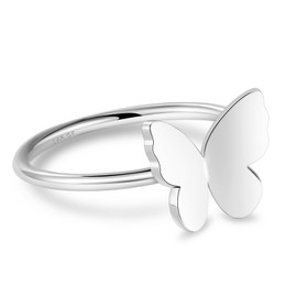 NVWAROCK 1mm Butterfly Bow Thin Stacking Rings for Women 14K Gold Filled Slim Statement Band Ring Non Tarnish Cute Pinky Ring Size 5 to 10, Metal, No Gemstone