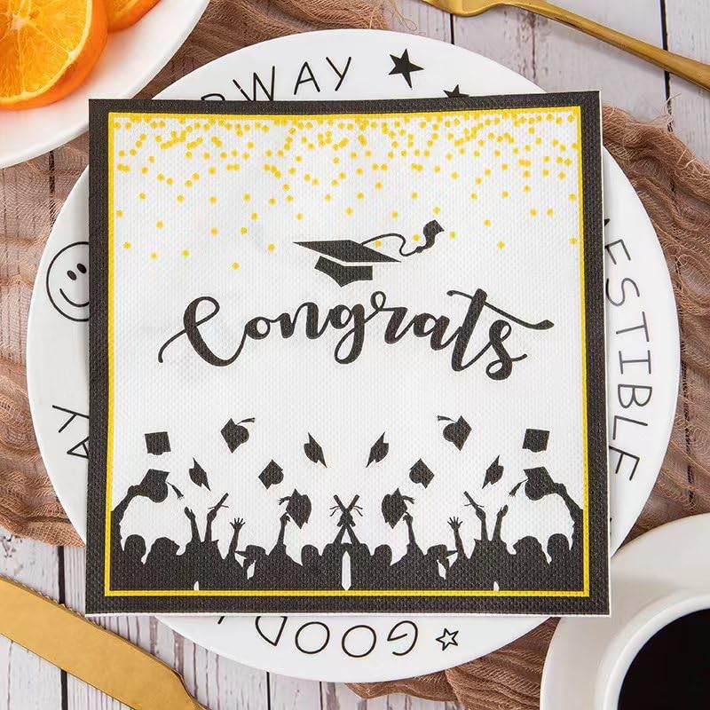40 Count Graduation Cap Party Napkins - Dr. Hat Design