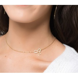 Bow Necklace, Ribbon Knot Pendant Necklace, Tie the Knot Choker Minimalist Jewelry Gift for Women, Bow Tie Necklace, Best friends (Customize Length and Metal)