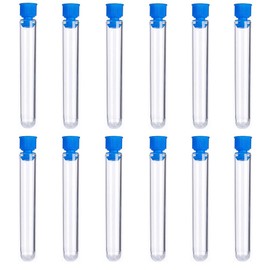 BIUTEFOR Plastic Test Tubes, Set of 12 with Lids, Jars, Plastic Test Tubes, Mini, Transparent Containers, Experiment Set, Sample Storage, Experiments, DIY Decoration, Multi-Purpose (0.6 x 3.9 inches