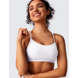 BAYDI Clouduxi Y-Back Sports Bra - Light Support Racerback Yoga Bra, A-C Cup, White