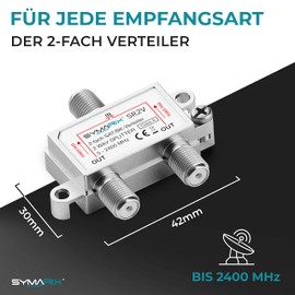 SYMARIX SR3V SAT & BK - Triple Splitter with DC Passage - UHD - Single Cable / SCR / Unicable Suitable - Splitter / Switch - for - DVB-S2 - BK - DVB-T2 - FM/DAB - Fully Shielded Shielding Rate ≥ 110