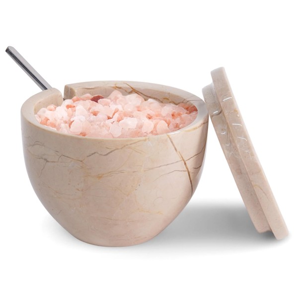 Verona Marble Salt Cellar with Lid and Spoon 3 x
