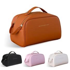 Fyriswho Women's Cosmetic Bag, Beauty Case, Large Make Up Bag, Travel Cosmetic Case for Women, Travel Makeup Bag, Portable Cosmetic Bag with Carry Handle, brown