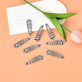 Zebra Print Hair Snap Clips Animal Pattern Hair Clips Barrettes Hairpins Black and White Strip Trendy Metal Bangs Snap Hair Clip Styling Hair Accessories for Women Girls 8 PCS