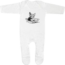 Azeeda 6-12 Month 'Rex Cat on Blanket' Baby Romper Jumpsuit/Sleep Suit (SS00082979) White