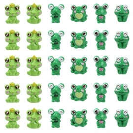Wasise Mini Resin Frogs - 30PCS Mini Resin Figurines, Frog Party Decorations, Miniature Froglet Figurines, Tiny Froglet to Hide, Frog Desk Accessories, Tiny Toy Frogs, Ranas Decorativas