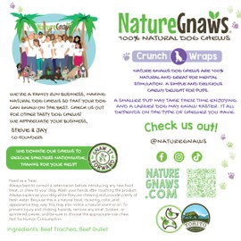 Nature Gnaws Nature Gnaws Beef Trachea Crunch Wraps for Dogs (3 Count) - Long Lasting Natural Beef Jerky Dog Chew Bones - Rawhide Free