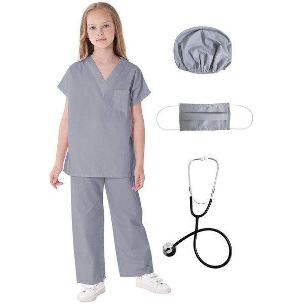 VORGYE Doctor Costume for Kids Scrubs Pants with Accessories Set