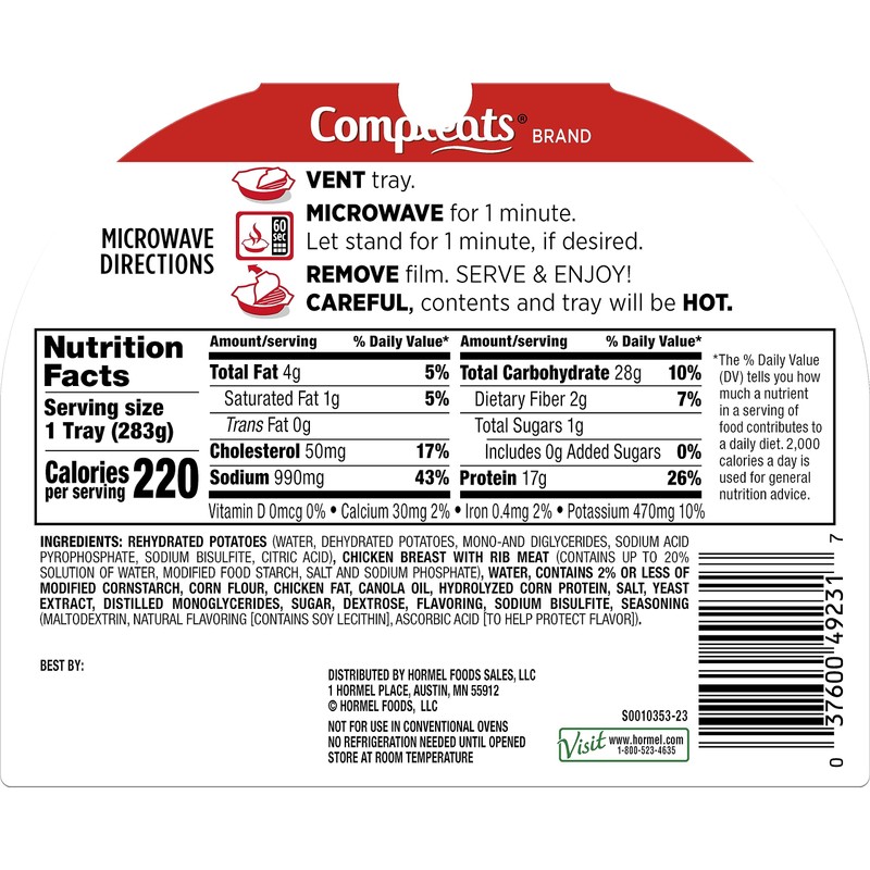 HORMEL COMPLEATS Chicken Breast & Mashed Potatoes With Gravy Microwave