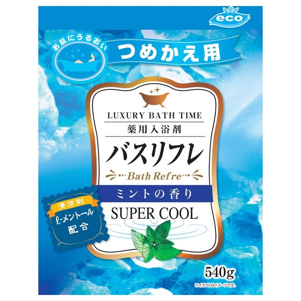 Bath Refre Super Cool Medicated Bath Salt, M, Refill, 19.4 oz (540 g)