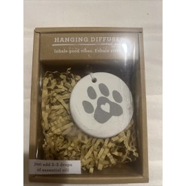 DEMDACO Grey Pawprint Round 2.5 in Earthenware Fragrance Oil Diffuser Christmas Ornament