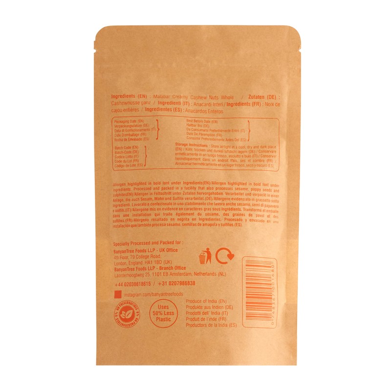 BanyanTree Foods Cashew Nuts Whole 100g~ All Natural, Indian Origin