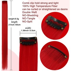 MOSCSMDY Set of 16 21 inch rainbow hair accessories, clip-in coloured hair extensions for girls, multi-coloured wig pieces for children, colourful party highlights, synthetic straight harem pieces for women