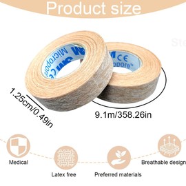 OHREN 2 Rollen atmungsaktives Tape, Rhinoplastik-Tape, mikroporös und flexibel, antiallergisch und latexfrei, wasserfest, von Hand einreißbar, hautfarben, für die Nase