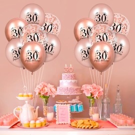 30th Birthday Balloons 18 Pcs Rose Gold Happy 30th Birthday Latex Balloons Confetti Balloons for Men Women 30th Anniversary Birthday Party Decorations Rose Gold Balloons Birthday Decor Supplies12 inch