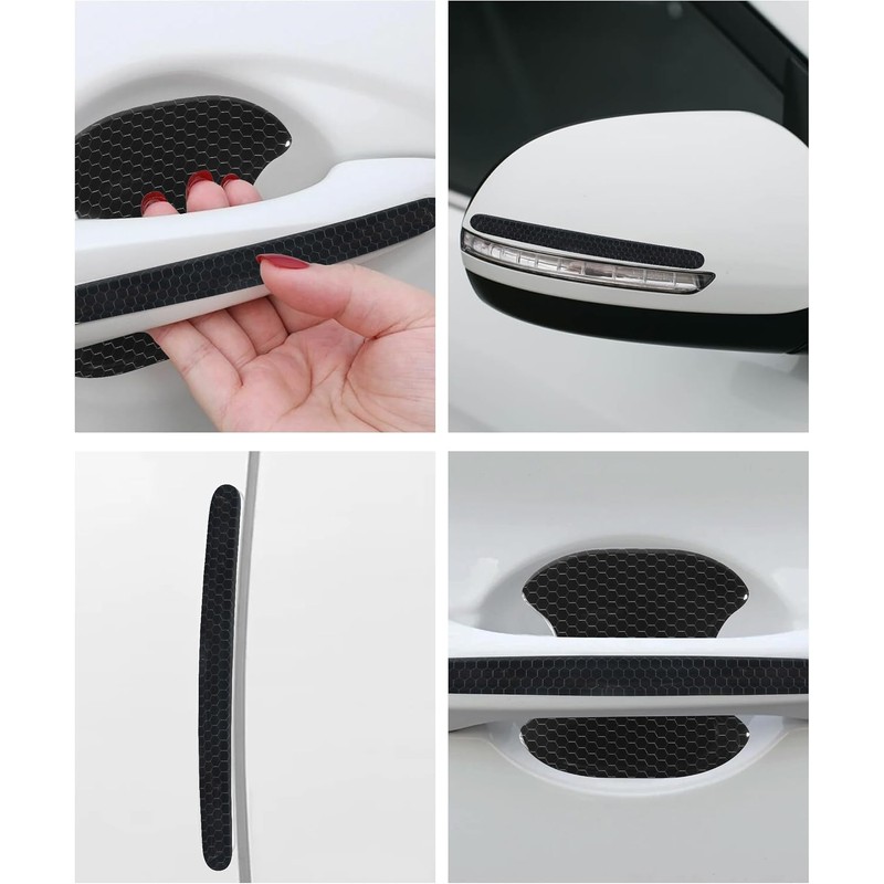 8 protectores de manija de puerta de coche, accesorios reflectantes