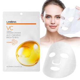 LANBENA VITAMIN C Hydrating Sheet Masks Brightening Firming Anti Aging - Overynight Hydrating Face Mask for All Skin Types Moisturizing Spa Skincare -1 Pack