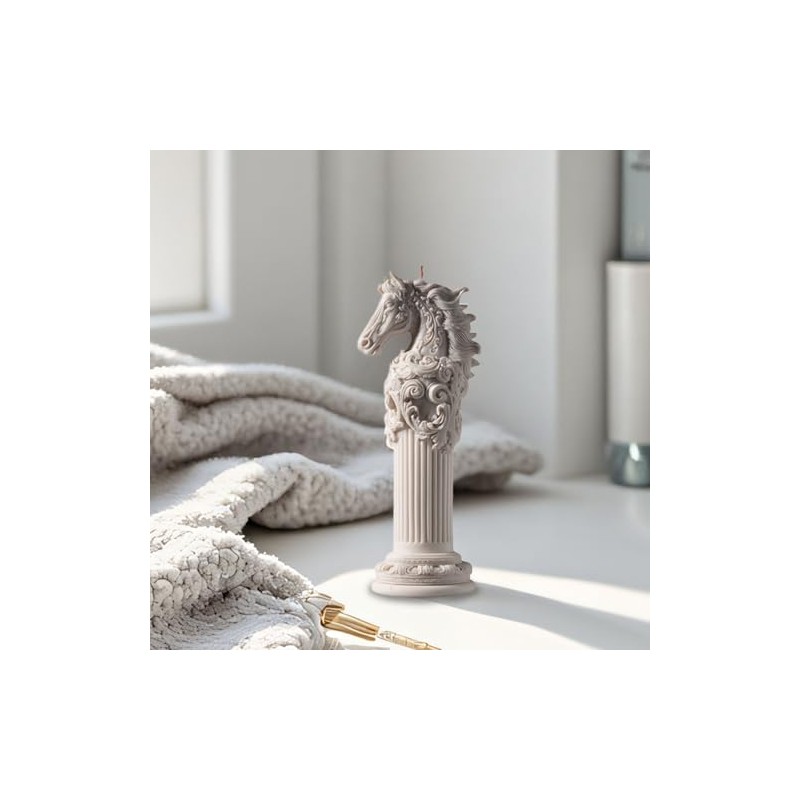 3D Horse Head Roman Column Silicone Mold for Candle Cement