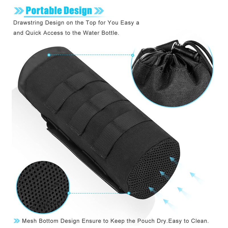 ANJINU Molle Water Bottle Holder, Water Molle Attachments, Molle Water