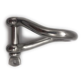 Stainless Steel Shackle Twisted Shape Diameter 5 mm, V4A A4 AISI 316 Stainless Steel Round Shackle D-Shackle Wire Rope Connector with Eye Bolts Stainless Steel [Choice of Sizes] (Diameter 5)