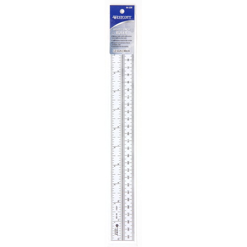 Westcott Metric/Inch Ruler, 30cm, 12", Opaque (M-109)