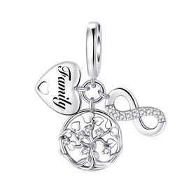 BIZK Women's Charm Pendant for Bracelet 925 Sterling Silver Charm Bead Pendant for European Bracelets and Necklaces, Silver