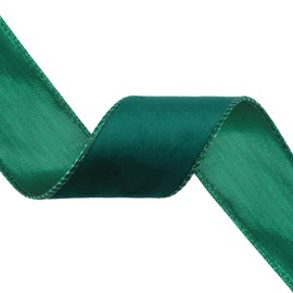 VATIN 2.5 inch X 10 Yards Metallic Green Wired Christmas Velvet Ribbon,Continuous Velvet Ribbon with Green Back for Christmas Tree Decoration, Gift Wrapping Crafts