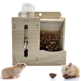 IYOIYA Hamster Automatic Feeder, Water Supply, 2-in-1 Water Tank, Cage, Mounted, Fixed, Small Animals, Food Container, 15.9 fl oz (450 ml), Large Capacity, Tableware, Automatic Feeding, Hedgehog,