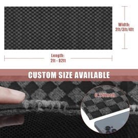 ZGR HOME&GARDEN Runner Rug 4 ft x 20 ft Carpet Runners, Indoor/Outdoor Hallway Kitchen Entryway Bedroom Area Rugs with Non-Slip Rubber Backing, Garage mat, Checkered Black, Custom